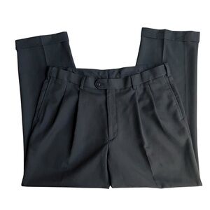 Savane Men Dress Pants Expandable Waist 38x30 Black Pleated Cuffed Hem Pleated